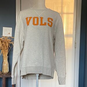 Men's Crewneck Sweatshirt with 'VOLS' Applique - Light Gray & Orange